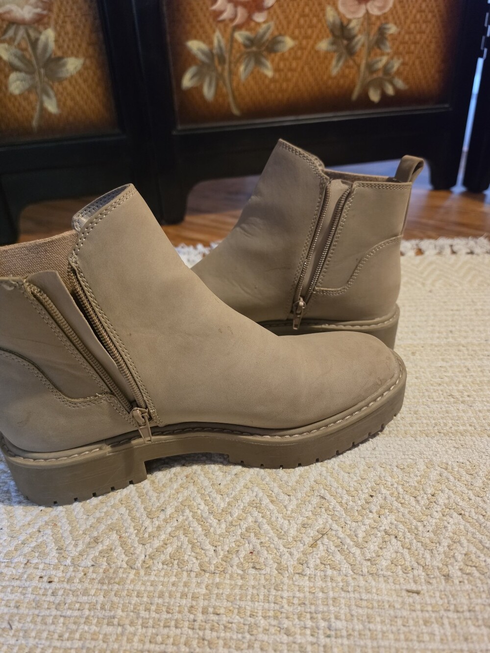 Time and Tru Women's Faux Suede Chelsea Boots with Lug Sole.